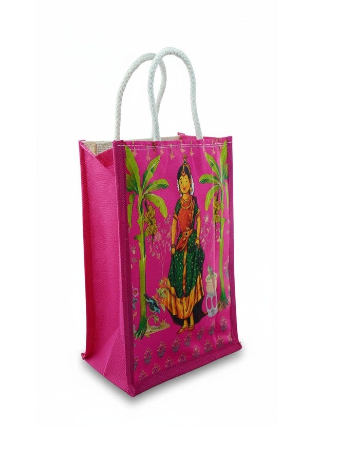 TAVASYA Traditional Potli Gift Bags with Zip & Bangle Handle - Pack of 10 - Saree Function Design| Return Gift Bags for Weddings, Pooja, Baby Shower, Housewarming, Festivals & Functions - Image 2